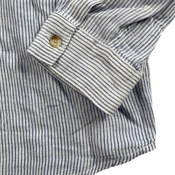 Rolla's Shirt Womens 10 Medium Blue Striped Slouchy Relaxed Button Down Cotton - Picture 4 of 16